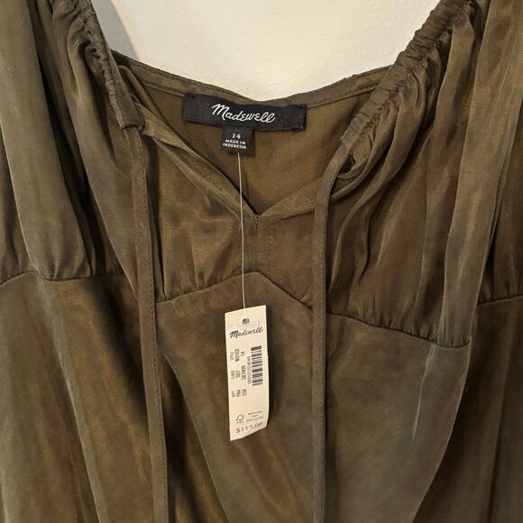 NWT Madewell Square-Neck Midi Dress In Expedition Green Size 14 - Picture 5 of 10